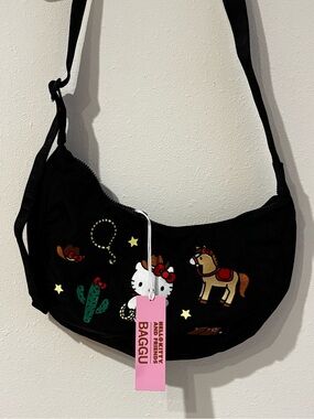 NWT Baggu Hello Kitty Embroidered Medium Crescent Bag